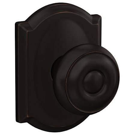 Schlage Custom Georgian Passage & Privacy Door Knob Set with Camelot Trim Aged Bronze