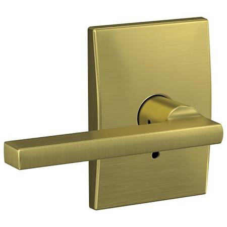 Schlage Custom Latitude Passage & Privacy Door Lever Set with Century Trim Satin Brass