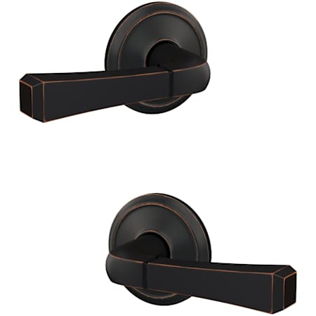 Schlage Custom Rivington Passage & Privacy Door Lever Set with Alden Trim Aged Bronze