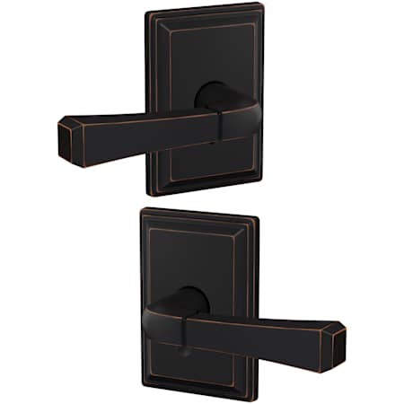 Schlage Custom Rivington Passage & Privacy Door Lever Set with Grandville Trim Aged Bronze