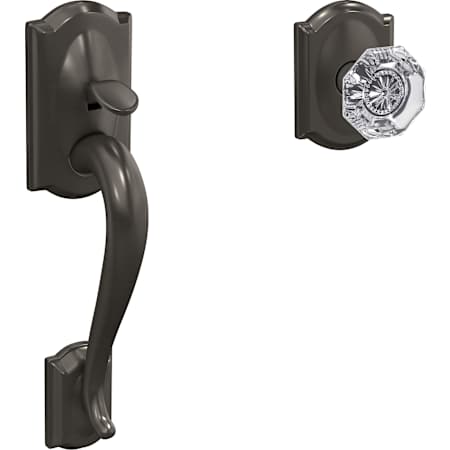 Schlage Custom Camelot Lower Handleset for Schlage Deadbolts with Interior Alexandria Knob and Camelot Rose Black Stainless