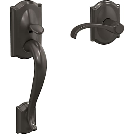 Schlage Custom Camelot Lower Handleset for Schlage Deadbolts with Interior Whitney Lever and Camelot Rose Black Stainless