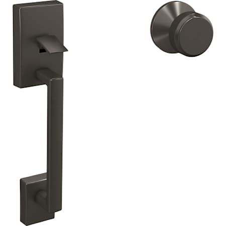Schlage Custom Century Lower Handleset for Schlage Deadbolts with Interior Bowery Knob and Kinsler Rose Black Stainless