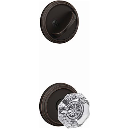 Schlage Custom Single Cylinder Keyed Entry Interior Only Pack with Alexandria Lever and Indy Trim Aged Bronze
