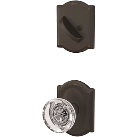 Schlage Custom Hobson Single Cylinder Sectional Interior Pack with Camelot Rose - Exterior Handleset Sold Separately Aged Bronze