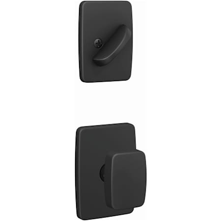 Schlage Custom Single Cylinder Keyed Entry Interior Only Pack with Nixon Lever and Greene Trim Matte Black