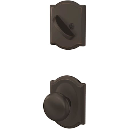 Schlage Custom Plymouth Single Cylinder Sectional Interior Pack with Camelot Rose - Exterior Handleset Sold Separately Aged Bronze
