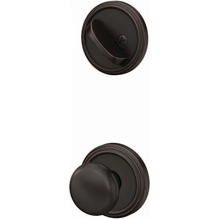 Schlage Custom Single Cylinder Keyed Entry Interior Only Pack with Plymouth Lever and Indy Trim Aged Bronze