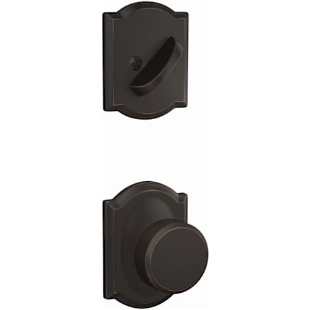 Schlage Custom Single Cylinder Keyed Entry Interior Only Pack with Swanson Lever and Camelot Trim Aged Bronze