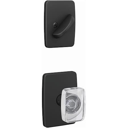 Schlage Custom Interior Only Non-Turning One-Sided Dummy with Caine Lever and Greene Trim Matte Black