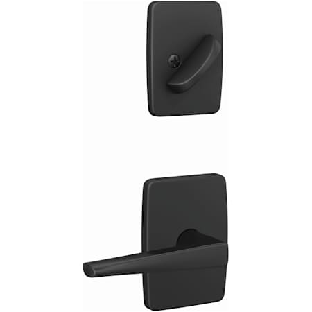 Schlage Custom Interior Only Non-Turning One-Sided Dummy with Eller Lever and Greene Trim Matte Black