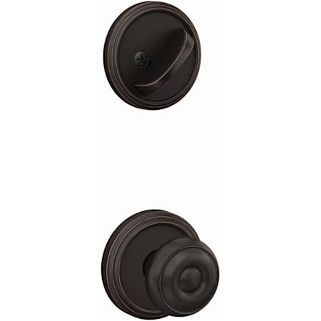 Schlage Custom Interior Only Non-Turning One-Sided Dummy with Georgian Lever and Indy Trim Aged Bronze
