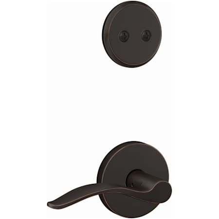 Schlage Custom Interior Only Non-Turning One-Sided Dummy with Pennant Lever and Howe Trim Aged Bronze