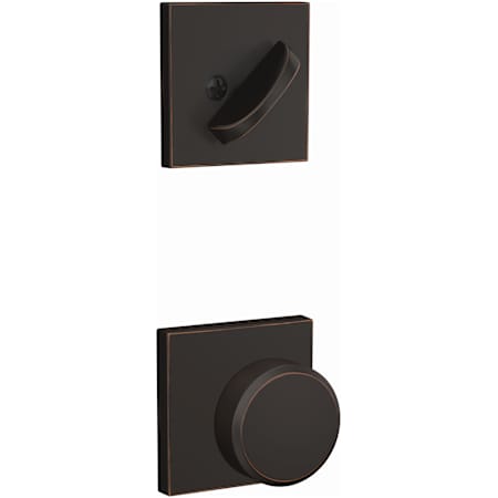 Schlage Custom Interior Only Non-Turning One-Sided Dummy with Swanson Knob and Collins Trim Aged Bronze