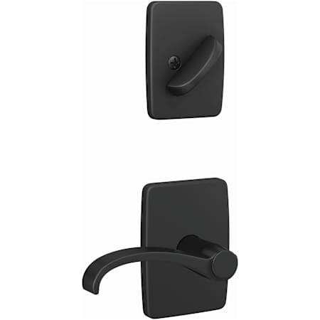 Schlage Custom Interior Only Non-Turning One-Sided Dummy with Whitney Lever and Greene Trim Matte Black