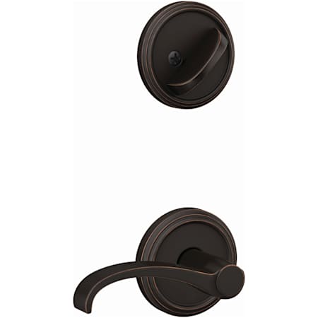 Schlage Custom Interior Only Non-Turning One-Sided Dummy with Whitney Lever and Indy Trim Aged Bronze