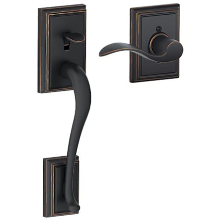 Schlage Addison Lower Handle for Schlage Deadbolts with Right Handed Accent Interior Lever and Decorative Addison Rose Aged Bronze