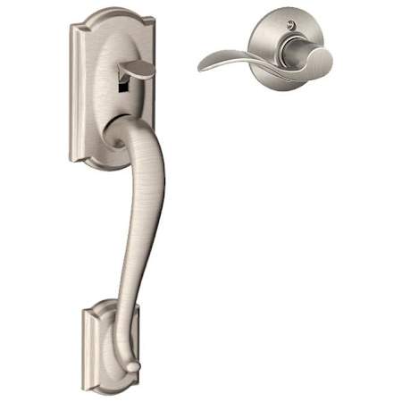 Schlage Camelot Lower Handleset for Schlage Deadbolts with Accent Interior Right Handed Lever Satin Nickel