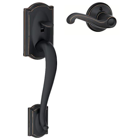 Schlage Camelot Lower Handleset for Schlage Deadbolts with Right Handed Flair Interior Lever Aged Bronze