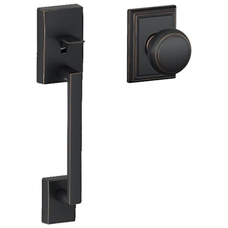 Schlage Century Lower Handle Set for Schlage Deadbolts with Andover Interior Knob and Addison Decorative Rosette Aged Bronze