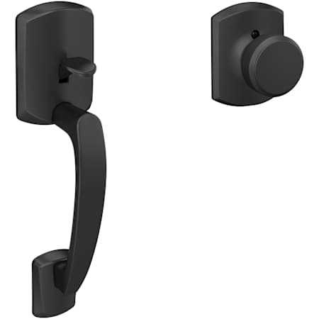 Schlage Greenwich Lower Handle Set with Bowery Interior Knob From the FE-Series Matte Black