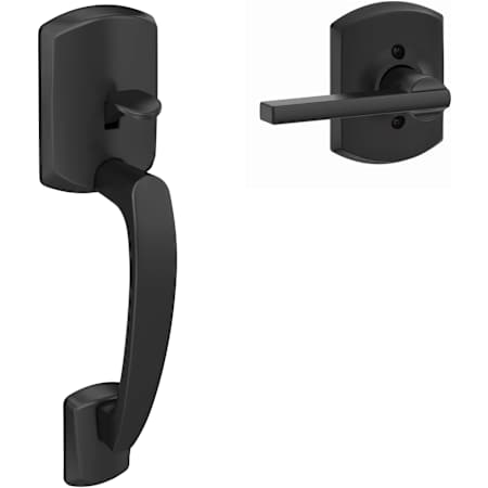 Schlage Greenwich Lower Handleset with Latitude Interior Lever from the FE Series Matte Black
