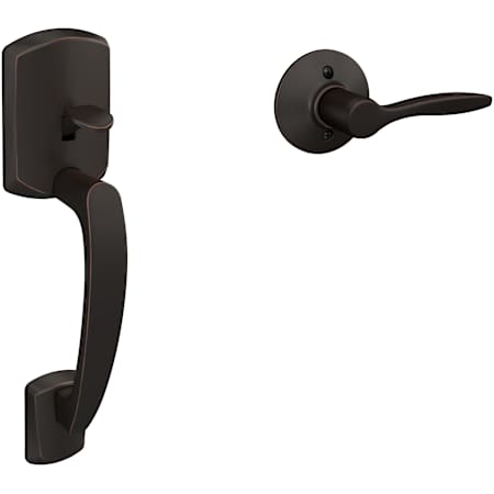 Schlage Greenwich Left Handed Sectional Lower Half Handleset with Delfayo Interior Lever Aged Bronze