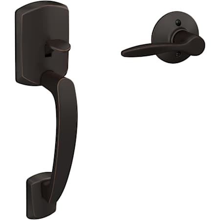 Schlage Greenwich Right Handed Sectional Lower Half Handleset with Delfayo Interior Lever Aged Bronze