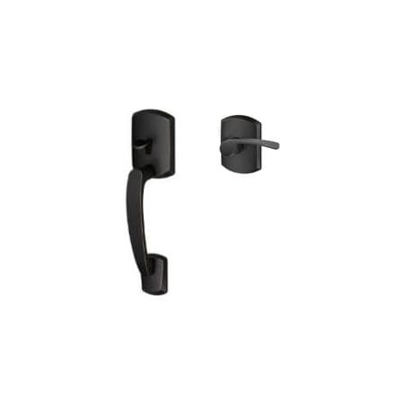 Schlage Greenwich Left Handed Lower Handle Set with Merano Interior Lever from the FE-Series Aged Bronze