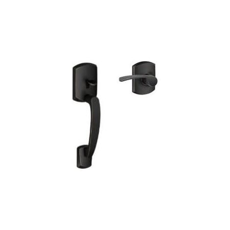 Schlage Greenwich Right Handed Lower Handle Set with Merano Interior Lever From the FE-Series Aged Bronze
