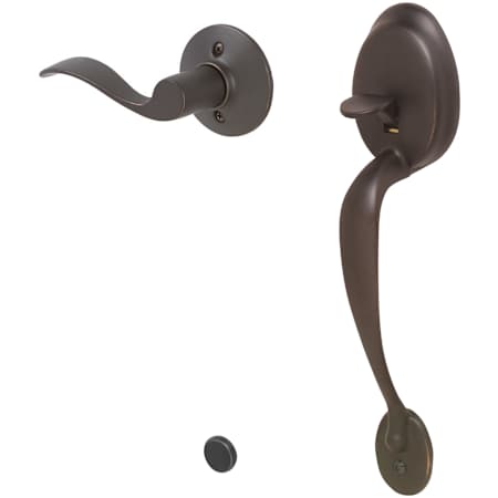 Schlage Right Handed Front Entry Handleset with an Accent Lever from the Plymouth Collection Aged Bronze