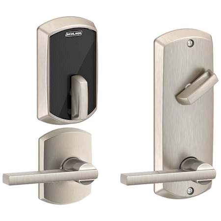 Schlage Greenwich Electronic Keyless Entry Interconnected Locks with Latitude Lever and Control™ Technology Satin Nickel