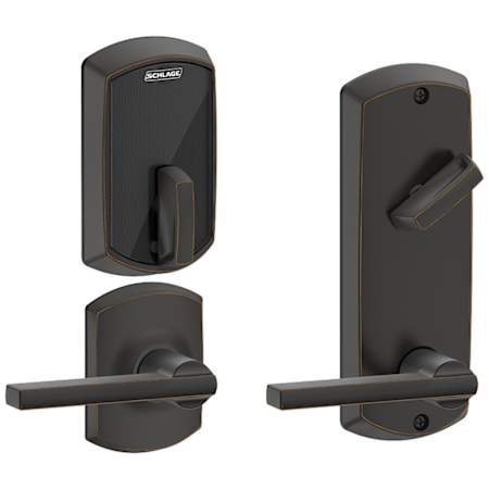 Schlage Greenwich Electronic Keyless Entry Interconnected Locks with Latitude Lever and Control™ Technology Aged Bronze