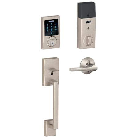 Schlage Connect Century Touchscreen Handleset with Latitude Lever and Built-in Alarm Satin Nickel