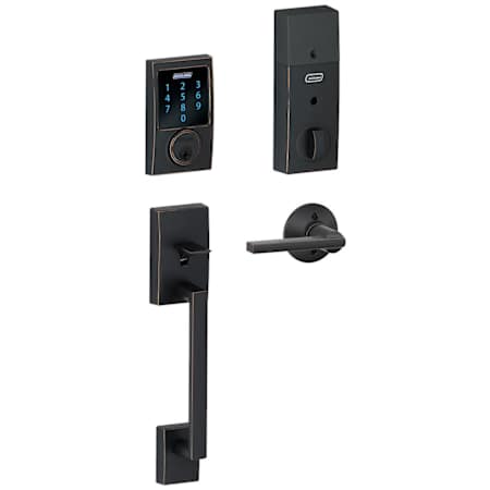 Schlage Connect Century Touchscreen Handleset with Latitude Lever and Built-in Alarm Aged Bronze