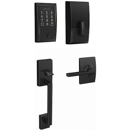 Schlage Encode WiFi Enabled Electronic Keypad Deadbolt with Century Entry Handleset and Latitude Lever Matte Black