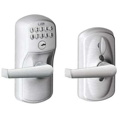 Schlage Plymouth Keypad Entry Door Lever Set with Elan Lever and Flex Lock Capabilities Satin Chrome