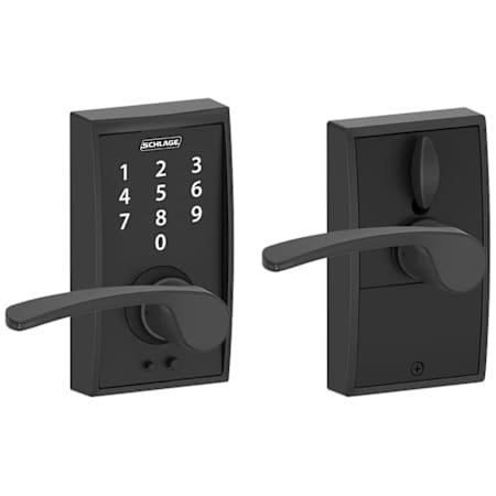 Schlage Century Touch Entry Leverset with Merano Lever Matte Black