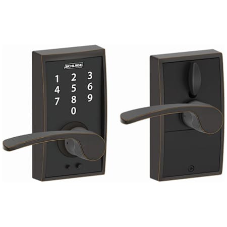 Schlage Century Touch Entry Leverset with Merano Lever Aged Bronze