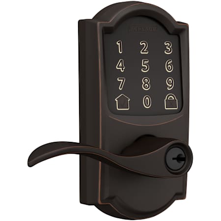 Schlage Encode WiFi Enabled Electronic Keypad Accent Door Lever with Camelot Trim Aged Bronze