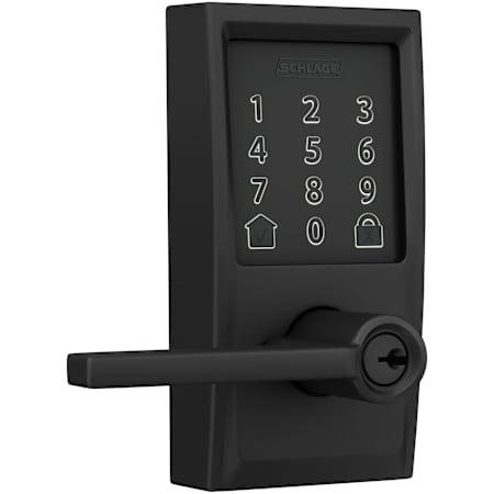 Schlage Encode WiFi Enabled Electronic Keypad Latitude Door Lever with Century Trim Matte Black