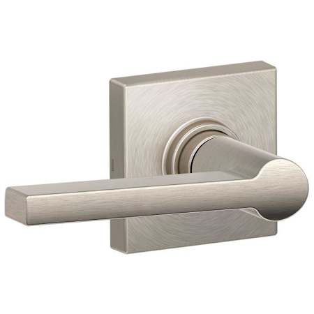 Schlage Solstice Passage Door Lever Set with Decorative Collins Trim (Formerly Dexter) Satin Nickel