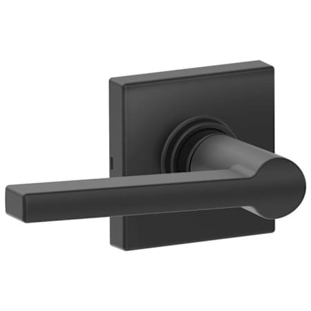 Schlage Solstice Passage Door Lever Set with Decorative Collins Trim from the J-Series Matte Black