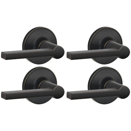 Schlage Solstice Passage Door Lever Set from the J-Series - Pack of 4 Aged Bronze