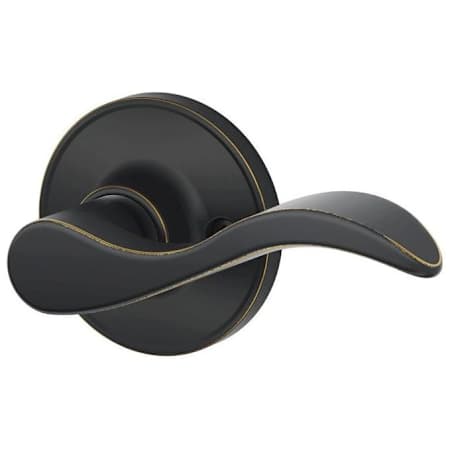 Schlage Seville Right Handed Non-Turning One-Sided Dummy Door Lever with Round Rose from the J Series Aged Bronze