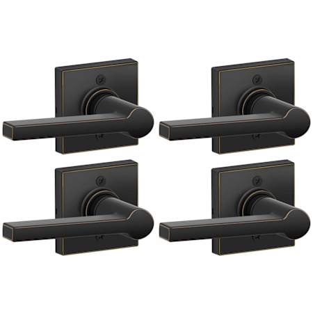 Schlage Solstice Non-Turning One-Sided Dummy Door Lever with Decorative Collins Trim from the J-Series - Pack of 4 Aged Bronze