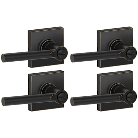Schlage Broadway Privacy Door Lever Set with Decorative Collins Trim from the J-Series - Pack of 4 Aged Bronze