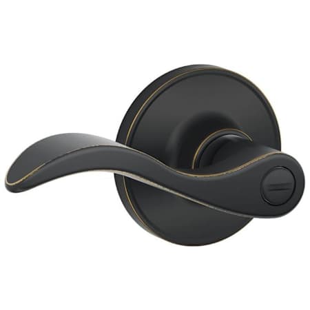 Schlage Seville Privacy Door Lever Set with Round Rose from the J Series Aged Bronze