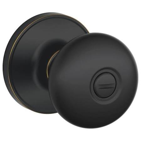Schlage Stratus Privacy Door Knob Set with Round Rose from the J Series Aged Bronze