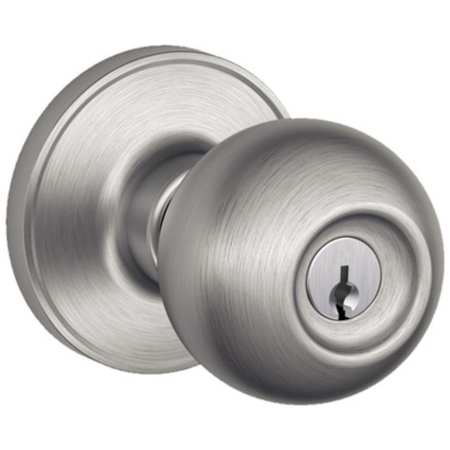 Schlage J Series Single Cylinder Keyed Entry Door Knob with Round Rose Satin Nickel